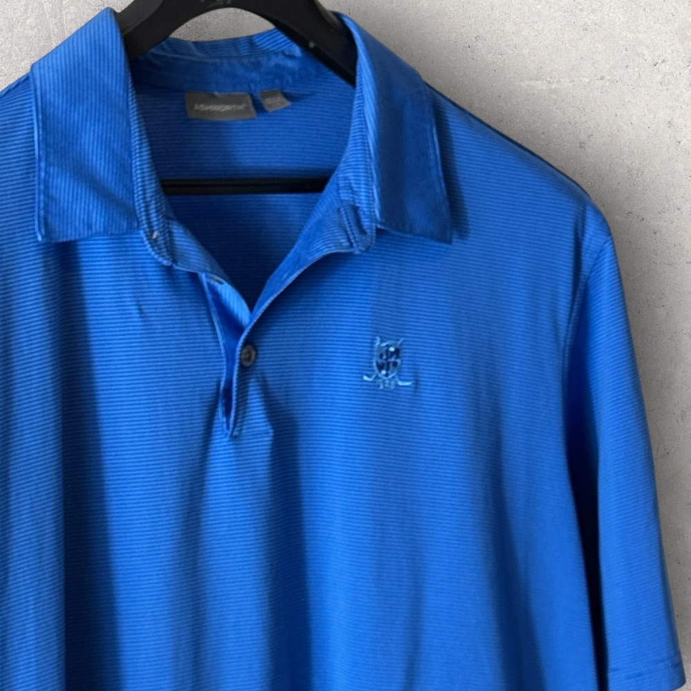 Ashworth Country Club of Maryland Polo Shirt 2XL Blue Striped Golf Performance